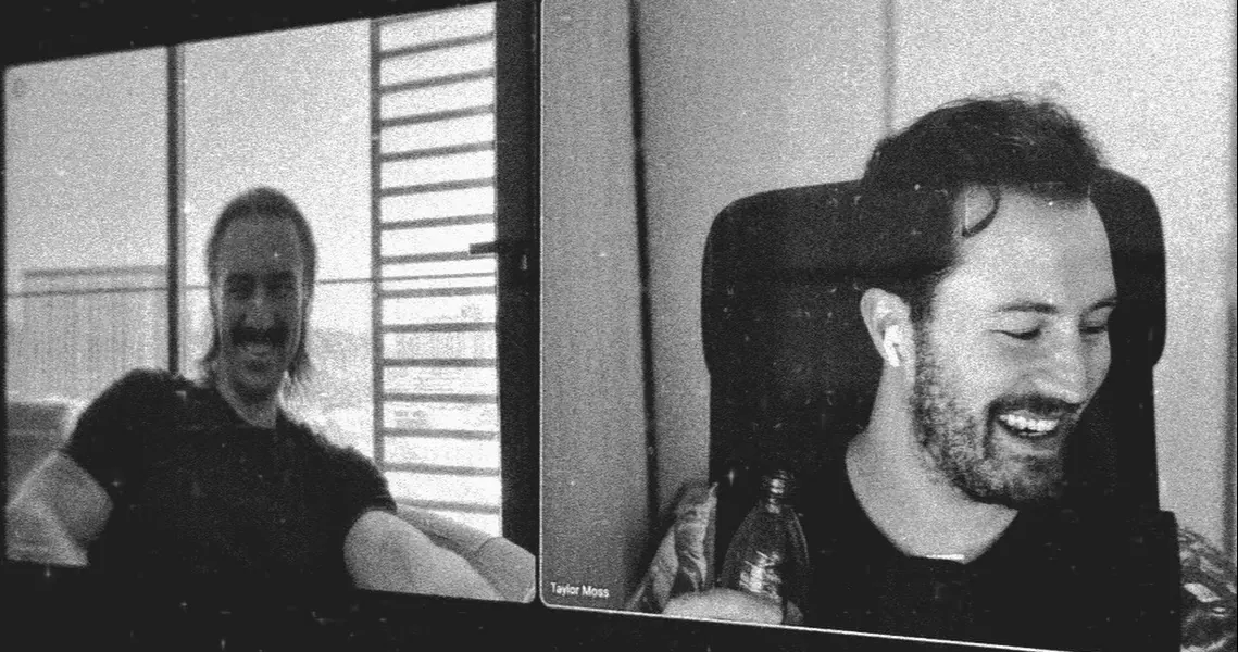 Nate and Taylor from Havstock laughing on a video call