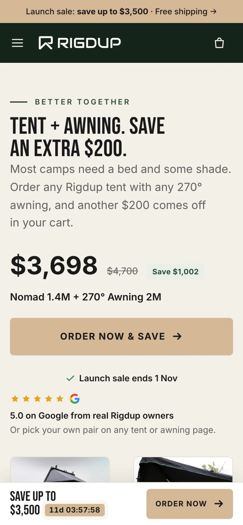 Tent and awning deal
