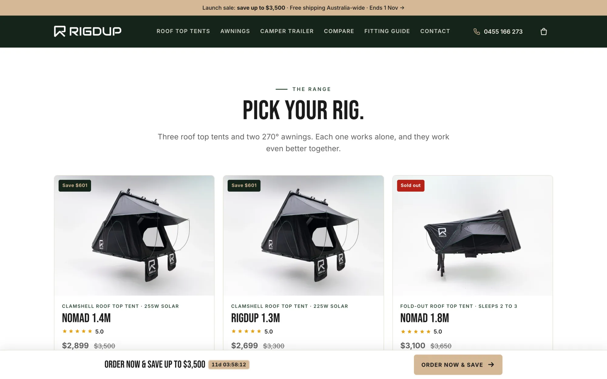 Every tent and awning, on the home page