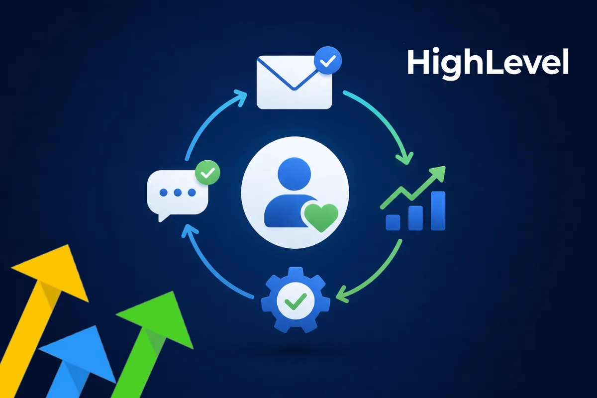 Client retention workflow illustrating automated communication, follow-ups, and reporting to improve long-term client relationships.