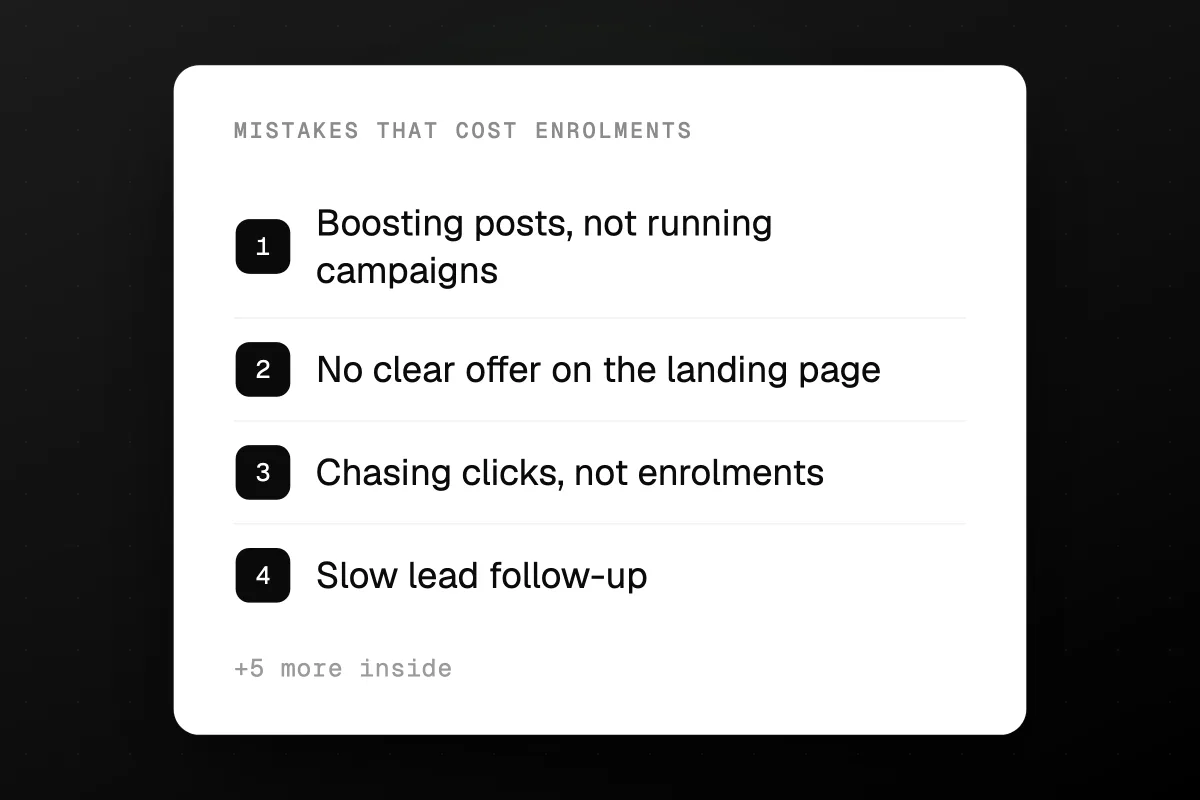 Checklist of common RTO marketing mistakes that cost enrolments