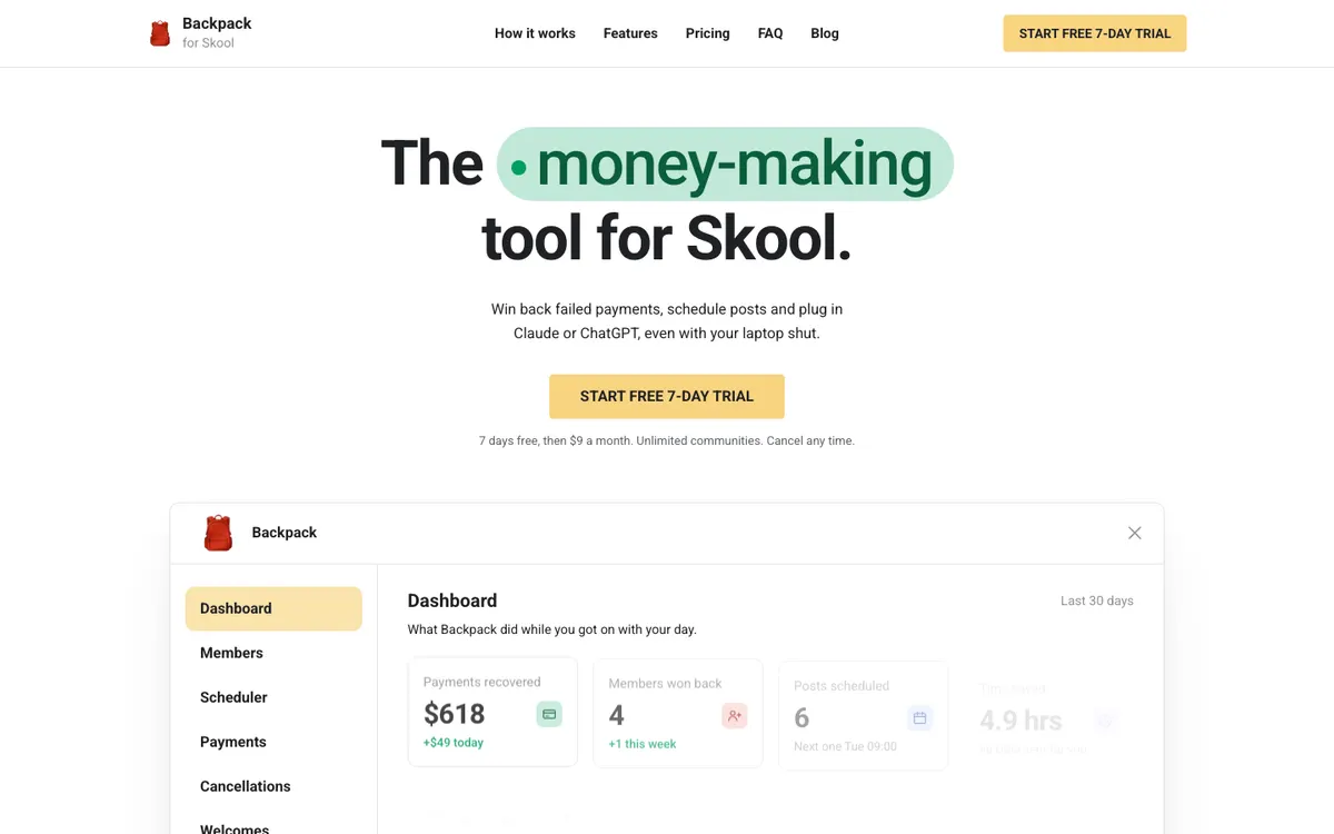 Backpack website
